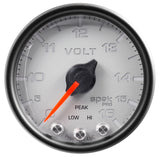 AutoMeter Gauge Voltmeter 2-1/16in. 16V Stepper Motor W/Peak & Warn Slvr/Blk Spek-Pro - P34422