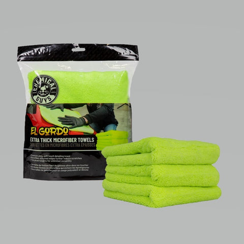 Chemical Guys El Gordo Thick Microfiber Towel - 16.5in x 16.5in - Green - 3 Pack - MIC32303