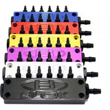 BLOX Racing 6-Port Billet Aluminum Black Universal with Fittings and Plugs - BXAC-00403-BL