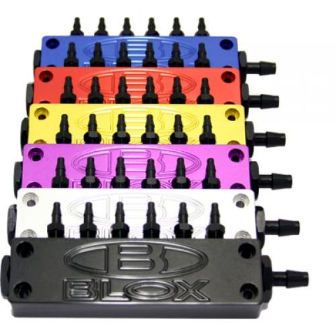 BLOX Racing 6-Port Billet Aluminum Black Universal with Fittings and Plugs - BXAC-00403-BL