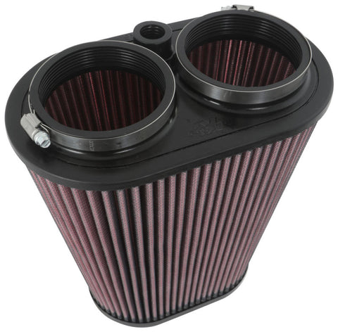 K&N Universal Clamp-On Air Filter 3-1/8in Dual FLG  8-7/8in X 5-3/16 B 6-1/4in X 4IN T, 9inH W/STUD - RU-1012