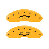 MGP 2 Caliper Covers Engraved Front Bowtie Yellow Finish Black Char 1999 Chevrolet Tahoe - 14212FBOWYL
