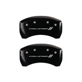 MGP 4 Caliper Covers Engraved Front & Rear With stripes/Challenger Black finish silver ch - 12162SCL1BK
