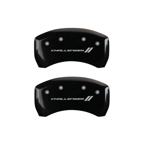 MGP 4 Caliper Covers Engraved Front & Rear With stripes/Challenger Black finish silver ch - 12162SCL1BK