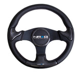 NRG Carbon Fiber Steering Wheel (350mm) Blk Frame Blk Stitching w/Rubber Cover Horn Button - ST-014CFBK