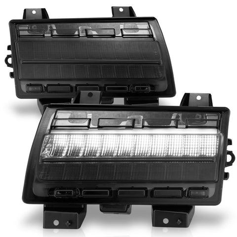 ANZO 2018-2021 Jeep Wrangler LED Side Markers Chrome Housing Smoke Lens w/ Seq. Signal Low Config - 511087