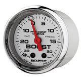 Autometer Marine Chrome Ultra-Lite 2-1/16in 0-30 HG / 0-20 PSI Vacuum / Boost Gauge - 200774-35