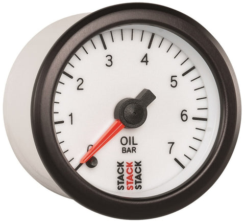 Autometer Stack 52mm 0-7 Bar M10 Male Pro Stepper Motor Oil Pressure Gauge - White - ST3351
