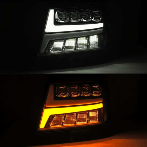 AlphaRex 07-13 Chevy Avalanche NOVA LED Proj Headlights Plank Style Design Chrome w/Activ Light/DRL - 880286
