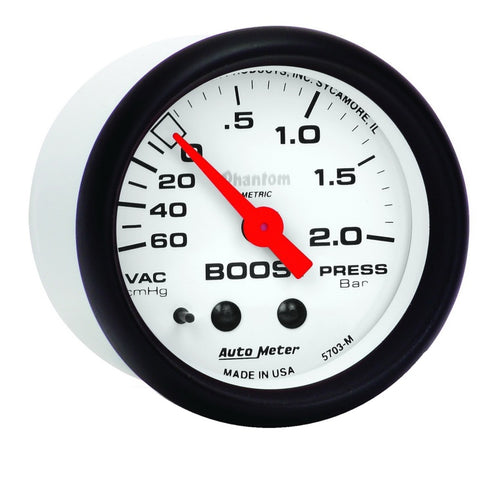 Autometer Phantom 2-1/16in 60CM/HG - 2.0 Bar - Mechanical Gauge - 5703-M