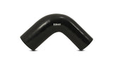 Vibrant 1.5in ID x 2in ID x 4in Long Gloss Black Silicone 90 Degree Transition Elbow - 19787