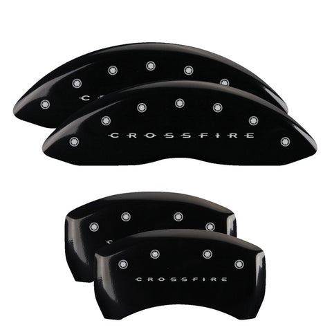 MGP 4 Caliper Covers Engraved Front & Rear Crossfire Black finish silver ch - 32010SCRFBK