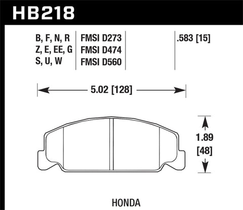 Hawk 1985 Honda Accord 1.8L Base Organic Brakes Front ER-1 Brake Pads - HB218D.583