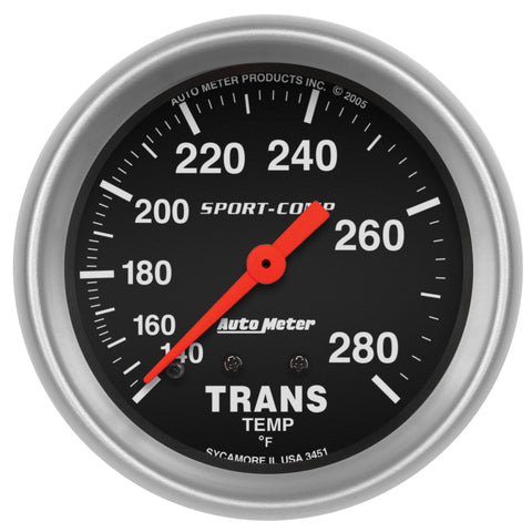 Autometer Sport-Comp 2-5/8in 140-280 Degrees (F) Mechanical Transmission Temp Gauge - 3451