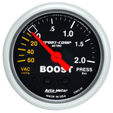 Autometer Sport-Comp 52mm 60cm/HG -2.0 Bar Mechanical Boost Gauge - 3303-M
