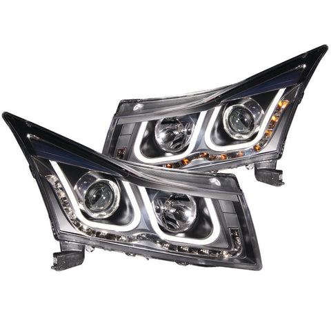 ANZO 2011-2015 Chevrolet Cruze Projector Headlights w/ U-Bar Black - 121462