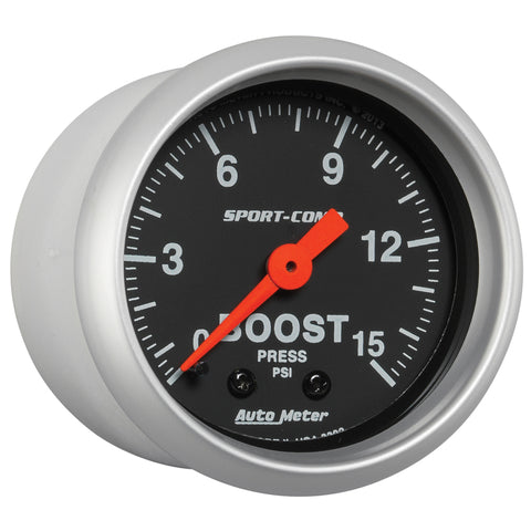 Autometer 2-1/16in 0-15 PSI Mechanical Sport-Comp Boost Pressure Gauge - 3302