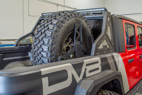 DV8 Offroad 2019+ Jeep Gladiator Universal Stand Up In-Bed Tire Carrier - TCGL-02