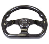 NRG Carbon Fiber Steering Wheel (320mm) Flat Bottom w/Shiny Black Carbon - ST-009CF/BK