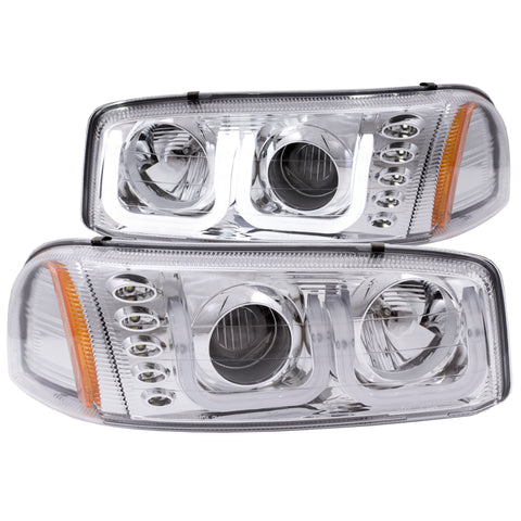 ANZO 1999-2006 GMC Sierra 1500 Projector Headlights w/ U-Bar Chrome - 111304
