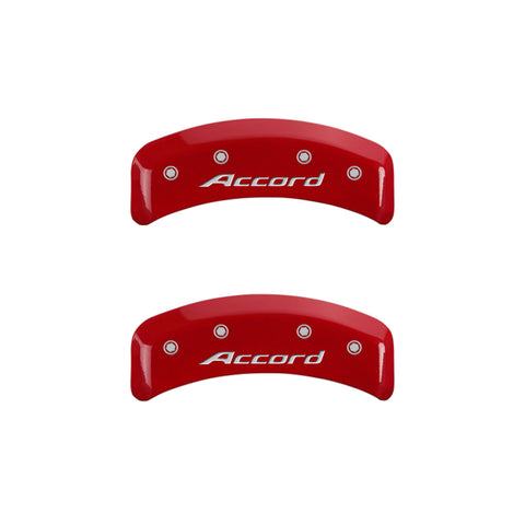 MGP 4 Caliper Covers Engraved Front Accord Engraved Rear Accord Red finish silver ch - 20130SACCRD