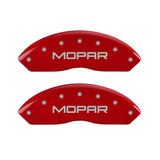 MGP Set of 4 Caliper Covers, Engraved Front and Rear: Red Powder Coat Finish, Silver Characters. - 41111SMGPRD