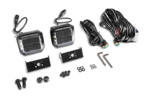Go Rhino Xplor Blackout Series Cube LED Sideline Spot Light Kit (Surface Mount) 4x3 - Blk (Pair) - 750700321SCS