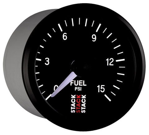 Autometer Stack 52mm 0-15 PSI 1/8in NPTF Male Pro Stepper Motor Fuel Pressure Gauge - Black - ST3304