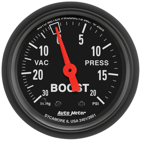Autometer Z Series 52mm 20 PSI Mechanical Boost Vacuum Gauge - 2601