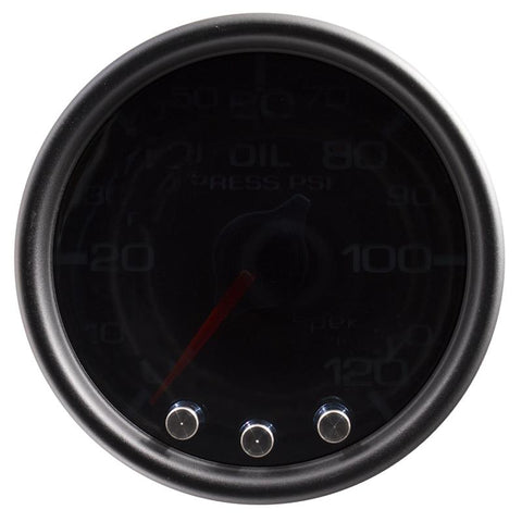 Autometer Spek-Pro Gauge Oil Press 2 1/16in 120psi Stepper Motor W/Peak & Warn Blk/Smoke/Blk - P32552