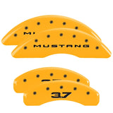 MGP 4 Caliper Covers Engraved Front 2015/Mustang Engraved Rear 2015/37 Yellow finish black ch - 10204SM32YL