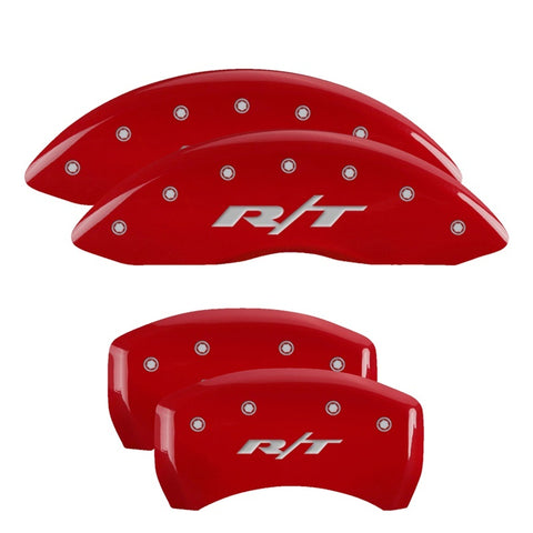 MGP Front set 2 Caliper Covers Engraved Front SRT4 Red finish silver ch - 12002FSR4RD