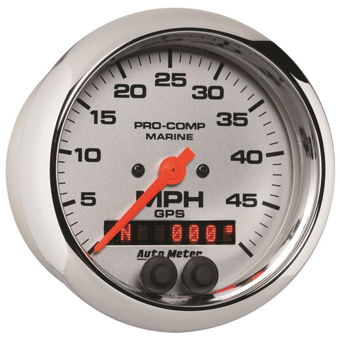 Autometer Marine Chrome Ultra-Lite 3-3/8in 50MPH GPS Speedometer Gauge - 200635-35
