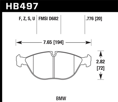 Hawk 04-06 Audi TT Quattro/04-05 VW Golf R32/96-01 BMW 750iL Performance HT-10 Race Front Brake Pads - HB497S.776