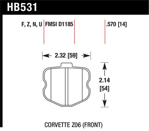 Hawk 10-12 Chevy Corvette Grand Sport / 06-12 Corvette Z06 Front DTC-70 Race Brake Pads - HB531U.570