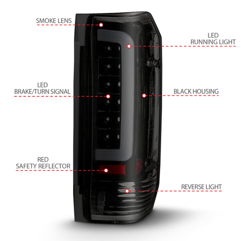ANZO 1987-1996 Ford F-150 LED Taillights Black Housing Smoke Lens (Pair) - 311351