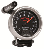 Autometer GM Red Bowtie Black 3-3/4in 0-10000 RPM Pedestal Mount Tachometer Quick-Lite - 3690-00406