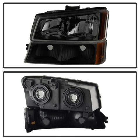 xTune Chevy Silverado 2500HD 03-06 Crystal Headlights w/ Bumper Lights HD-JH-CSIL03-AM-BSM-SET - 9030253