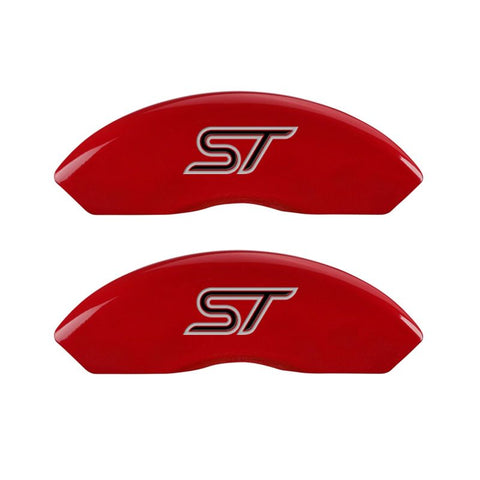 MGP 4 Caliper Covers Engraved Front & Rear No Bolts/St Red Finish Silver Char 2018 Ford Fusion - 10244SST1RD