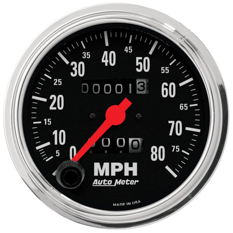Autometer Traditional Chrome 3-3/8in 80 MPH Mechanical Speedometer - 2490