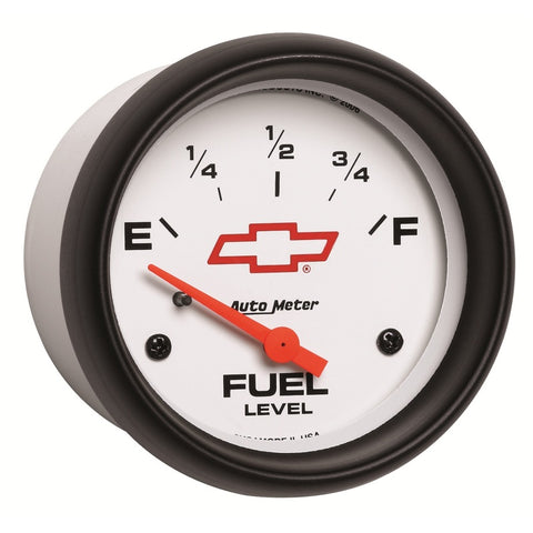 AutoMeter Gauge Fuel Level 2-5/8in. 0 Ohm(e) to 90 Ohm(f) Elec Chevy Red Bowtie White - 5814-00406