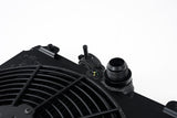 CSF Universal Half Radiator w/-16AN & Slip-On Fittings/12in SPAL Fan & Shroud - Black Finish - 2858XB
