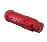 NRG 700 Series M12 X 1.5 Steel Lug Nut w/Dust Cap Cover Set 21 Pc w/Locks & Lock Socket - Red - LN-LS700RD-21