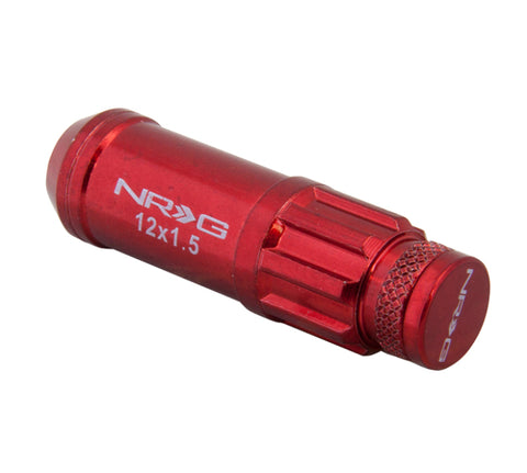 NRG 700 Series M12 X 1.5 Steel Lug Nut w/Dust Cap Cover Set 21 Pc w/Locks & Lock Socket - Red - LN-LS700RD-21
