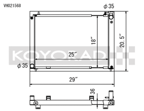 Koyo 03-06 Nissan 350Z VQ35DE (MT) Cross Flow Radiator - VH021568