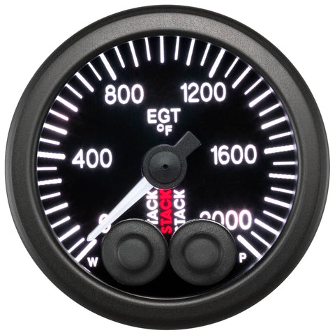 Autometer Stack 52mm 0-2000 Deg F Pro-Control Exhaust Gas Temp Gauge - Black - ST3514