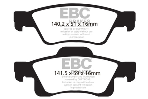 EBC 11+ Dodge Durango 3.6 Yellowstuff Rear Brake Pads - DP41872R