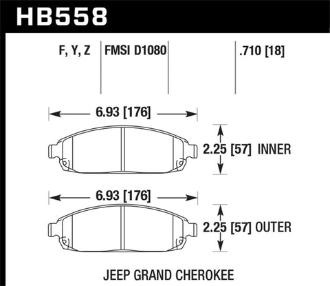Hawk 06-10 Jeep Commander / 05-10 Grand Cherokee Front LTS Street Brake Pads - HB558Y.710