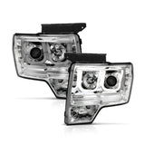 ANZO 2009-2014 Ford F-150 Projector Headlights w/ U-Bar Chrome Amber (HID TYPE) (WITHOUT HID KIT) - 111352