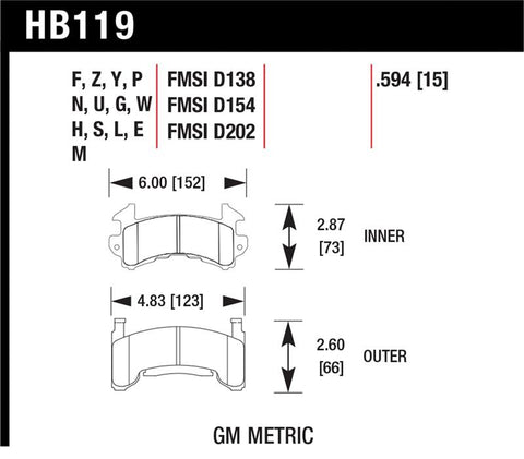 Hawk 82-02 Chevrolet S10 / 83-94 Chevrolet S10 Blazer HT-10 Race Front Brake Pads - HB119S.594